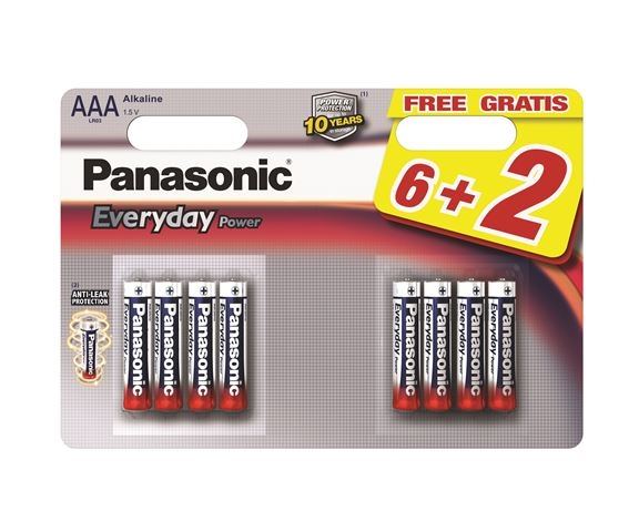 PANASONIC baterije LR03EPS/8BW-AAA 8kom Alkalne Everyday - Baterije za satove 